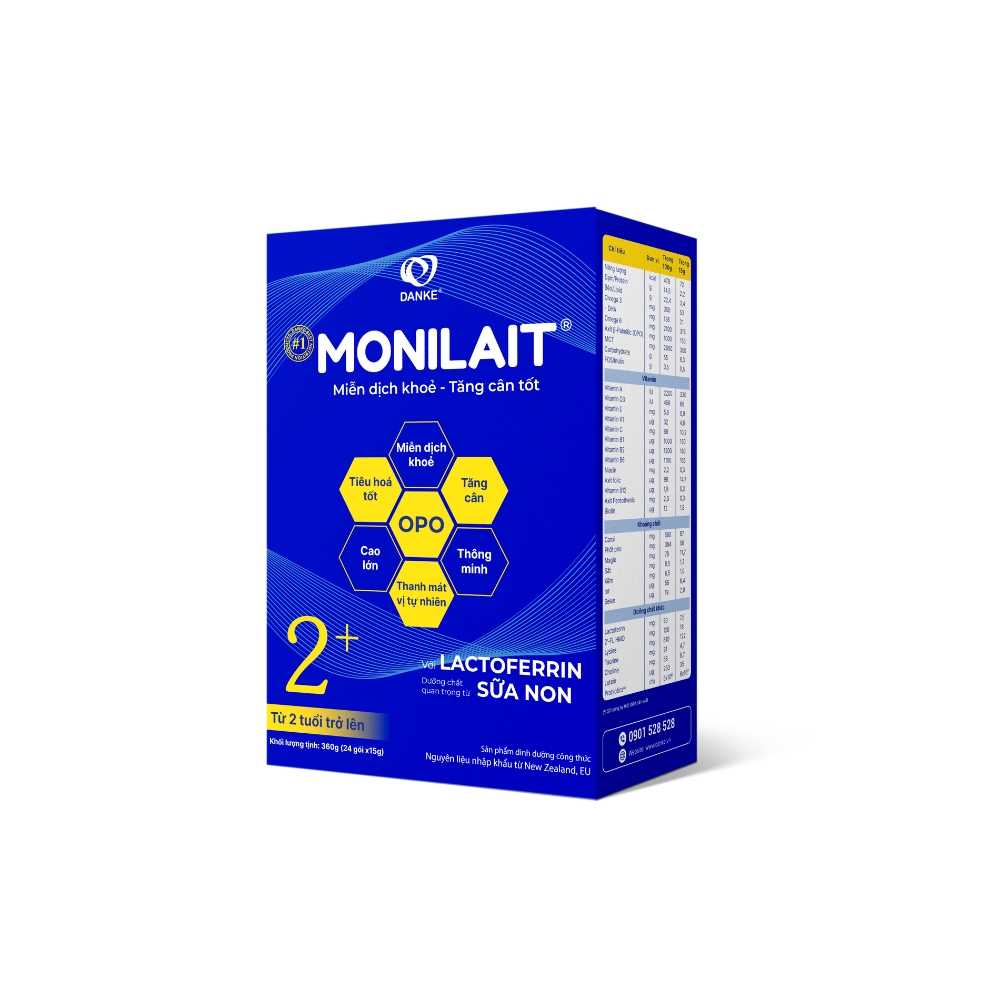 Monilait Lactoferrin 2+ hộp giấy