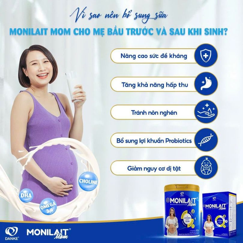 Monilait Mom - Sữa tốt cho phụ nữ trước, trong, sau thai kỳ