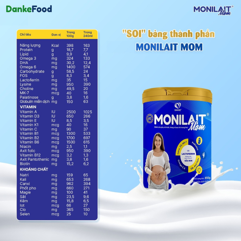 Monilait Mom, sữa cho bà bầu 3 tháng giữa được nhiều mẹ tin dùng.